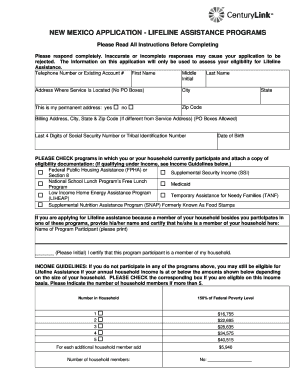 Lifeline Centurylink  Form