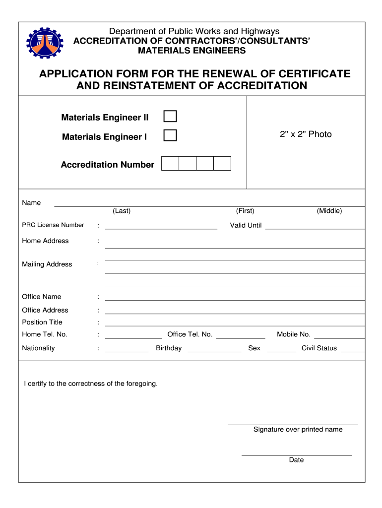 How to Renew Materials Engineer Accreditation  Form
