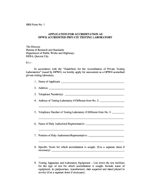 Dpwh Accredited Testing Laboratory  Form