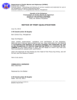  Notice of Post Qualification 2004