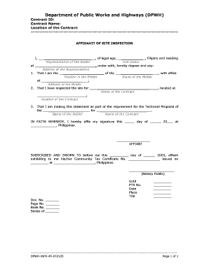 Affidavit of Site Inspection  Form