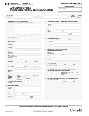 Protected Person Status Document  Form