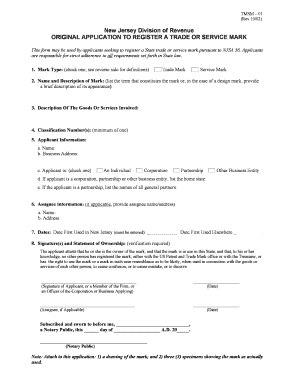  TMSM 01 Original BApplicationb to Register a Trade or Service Mark Nationalparalegal 2002