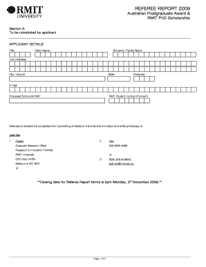 Rmit Phd Referee Report Form