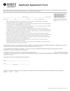 Applicant Agreement Form RMIT University