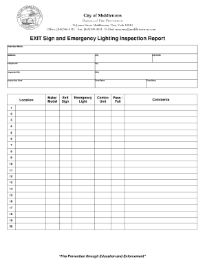 Emergency Light Checklist Template  Form