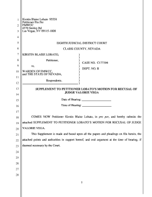 Motion to Recuse Judge Template  Form