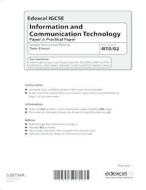 Edexcel Igcse Ict Practical Past Papers with Supporting Files  Form