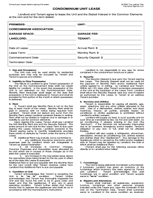 Condominium Lease Agreement the Judicial Title Insurance  Form