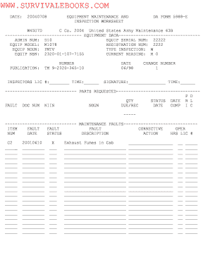 Da Form 5988 E Example