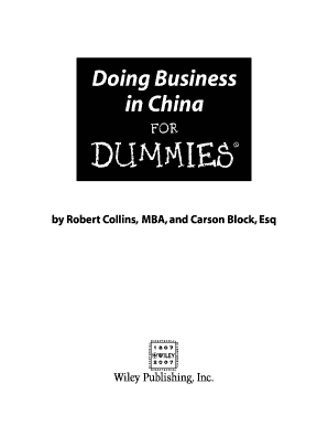 PDF Doing Business in China for Dummies  Form