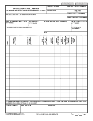 Eng Form 3180 Fillable 1994