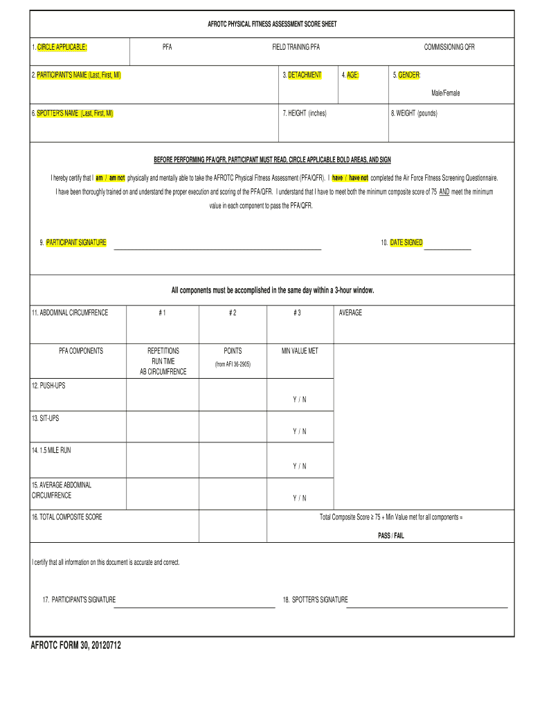 Afrotc Form 30