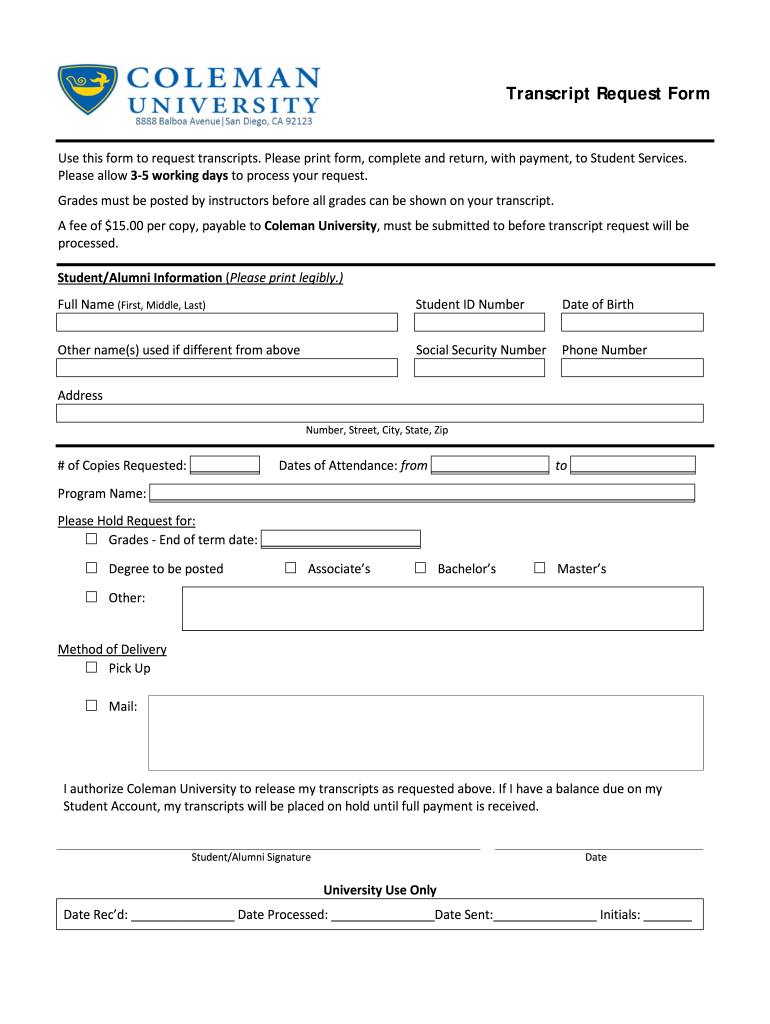 Kelsey Jenney College Transcripts  Form