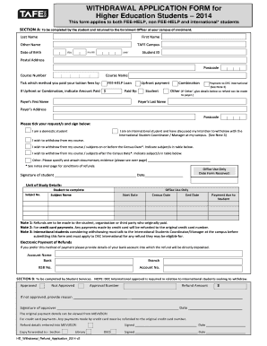 Tafe Withdrawal Form