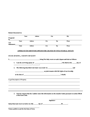 Affidavit of Surviving Spouse Iowa  Form