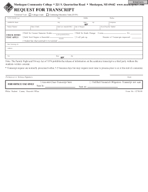 Transcript Request Form Muskegon Community College Muskegoncc