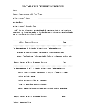 Military Spouse  Form