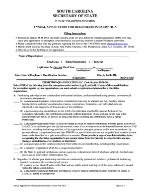 Application for Registration Exemption South Carolina Secretary Davmembersportal  Form