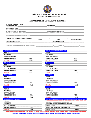 Blank Dept Chapter Officers Report a DAV Members Portal Davmembersportal  Form