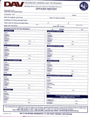 Blank Officer Report Color DAV Members Portal Davmembersportal  Form