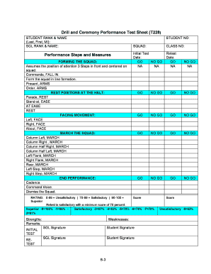 Drill and Ceremony Performance Test Sheet T228