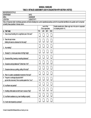 Manual Handling Assessment Form