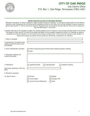  Open Records Request Form City of Oak Ridge 2012