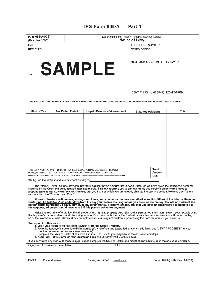 Irs Form 668 a PDF