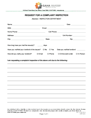 Saha Complaints  Form