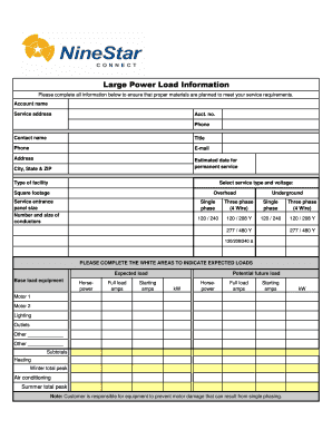 Load Information Sheet