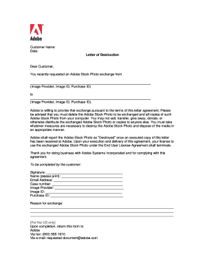 Destruction Letter Aramex  Form