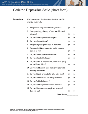 Geriatric Depression Scale  Form