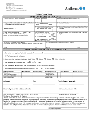 Vision Claim Form Anthem