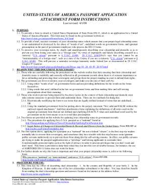 USA Passport Application Attachment, Form #06 007 SEDM Sedm