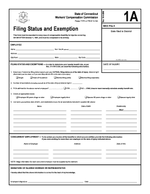  FORM 1A Filing Status and Exemption Connecticut Workers&#039; Compensation Commission Agency Forms 2006-2024