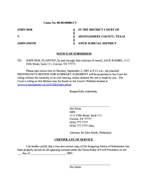 410th Judicial District Court  Form