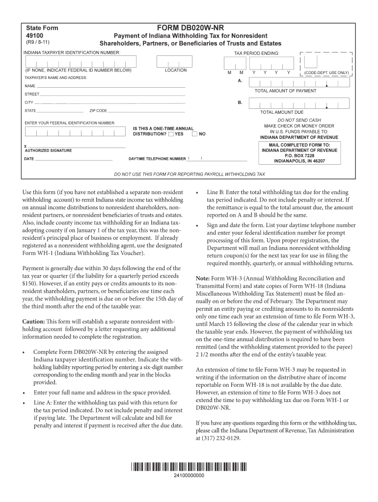  Db020w Nr Instructions  Form 2011-2024