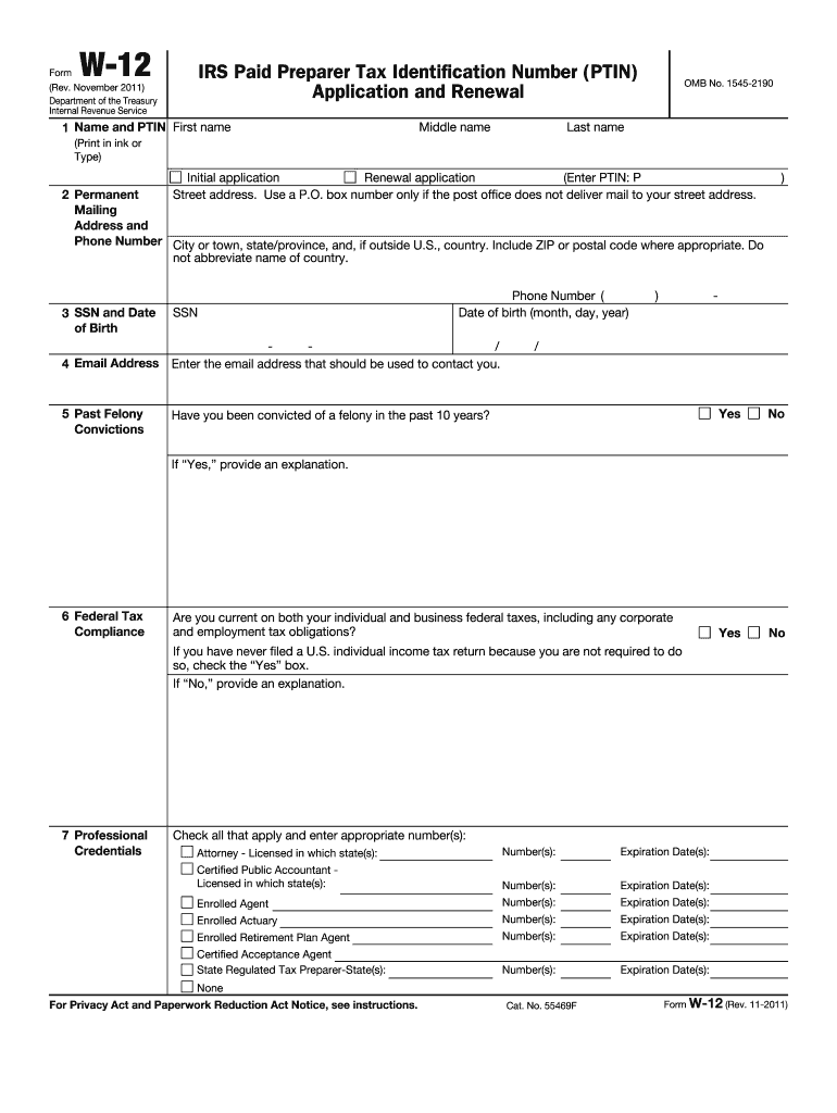  W 12 Form 2011