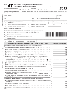 IC 002 Form 4T Wisconsin Exempt Organization Business