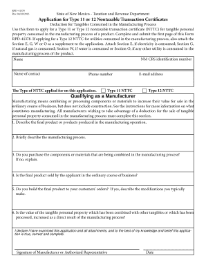 RPD 41378 Application for Type 11 or 12 Nontaxable Transaction Certificates  Form