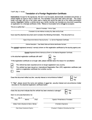 T 207T Rev 11 16 04 English Translation of a Foreign Registration Certificate  Form