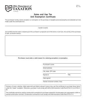  Tax Ohio Gov Sales and Use Tax Unit Exemption Certificate 2004-2024