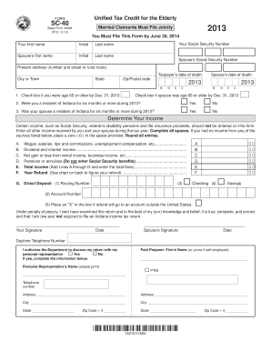 Indiana Form Sc 40