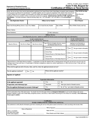  Form N 426 Request for Certification of Military or Naval FormuPack 2012