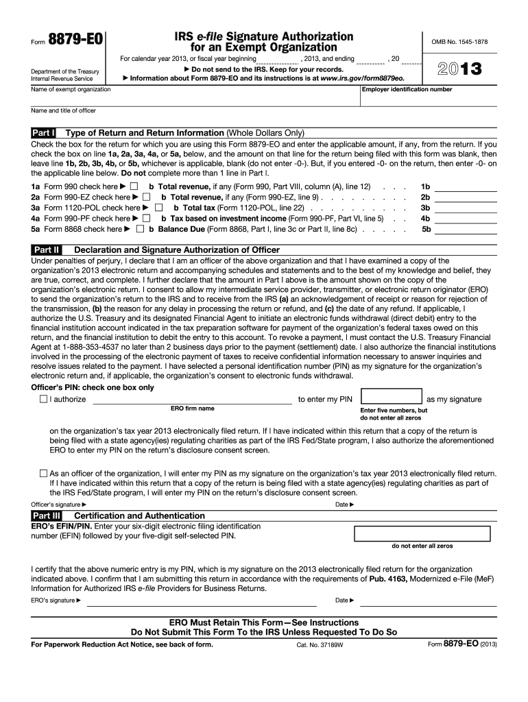  Form 8879 EO 2013