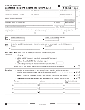 Form 540 2EZ California Resident Income Tax Return California Resident Income Tax Return Fill in &amp;amp;amp;amp; Save