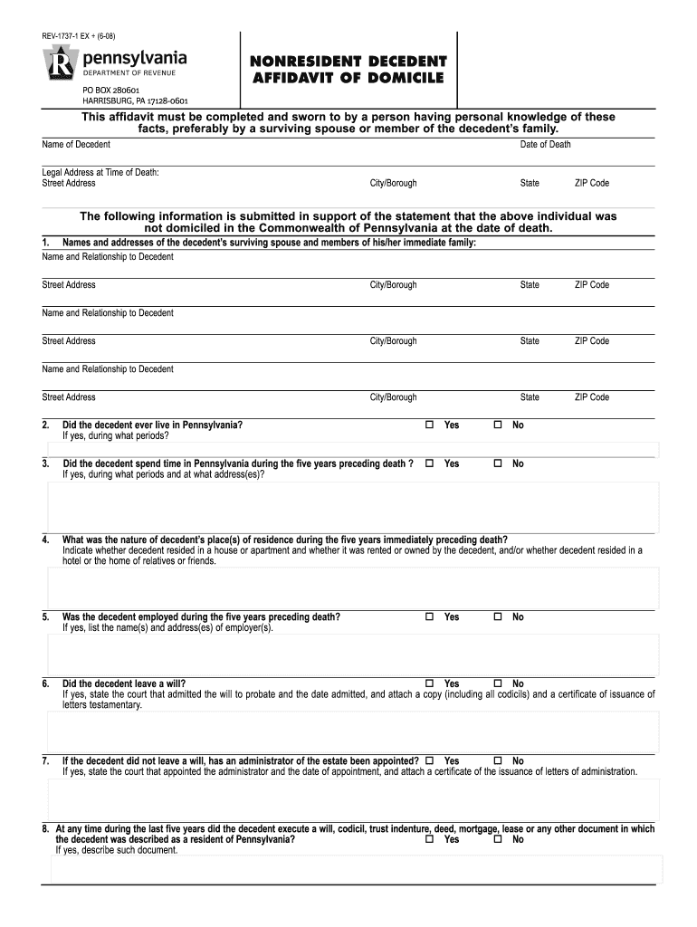 Pa Tax Form Rev 1737