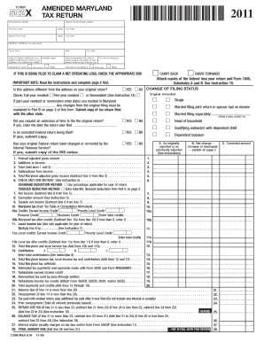 502 FORM X AMENDED MARYLAND TAX RETURN