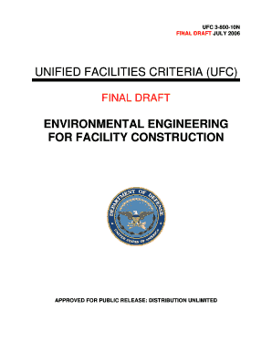 DRAFT UFC 3 800 10N Environmental Engineering for Facility Construction Wbdg  Form